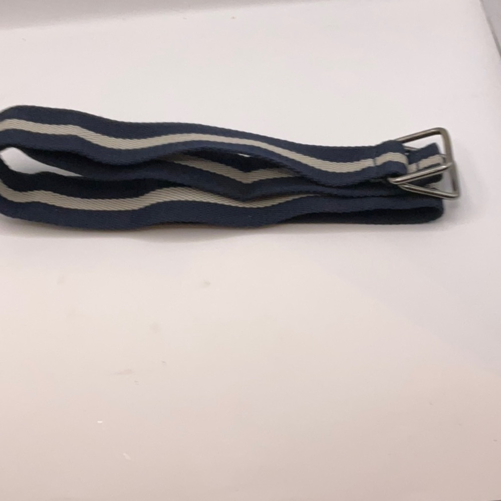Navy & White Striped Cloth Belt 45”